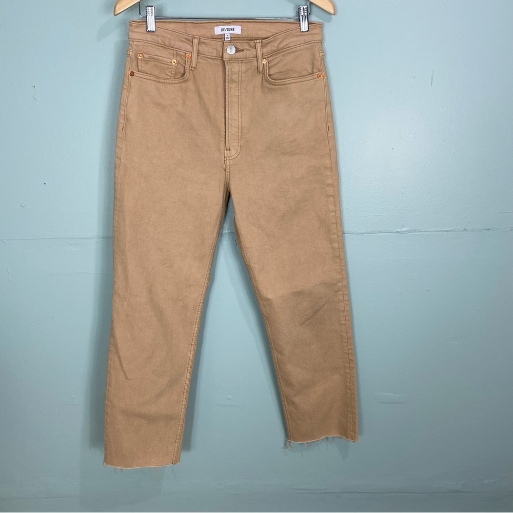 Re/Done 70s Ultra High Rise Stove Pipe Khaki Jeans Sz 29